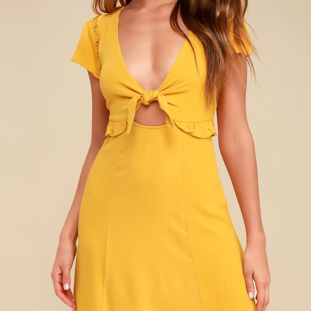 Seaport Mustard Yellow Tie-Front Dress
